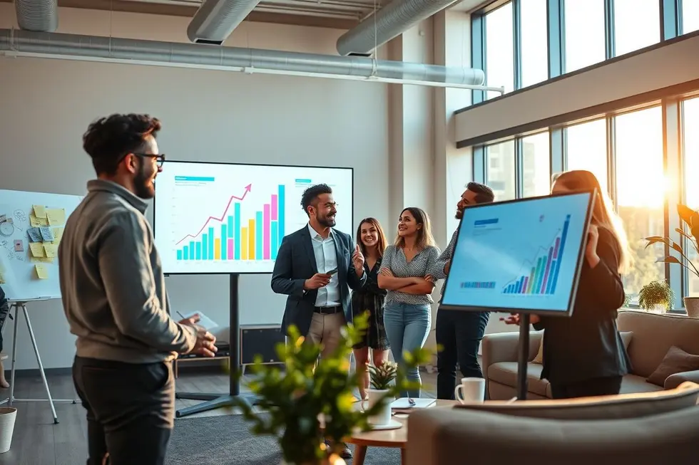 Crescimento empresarial por meio de estratégias visuais.