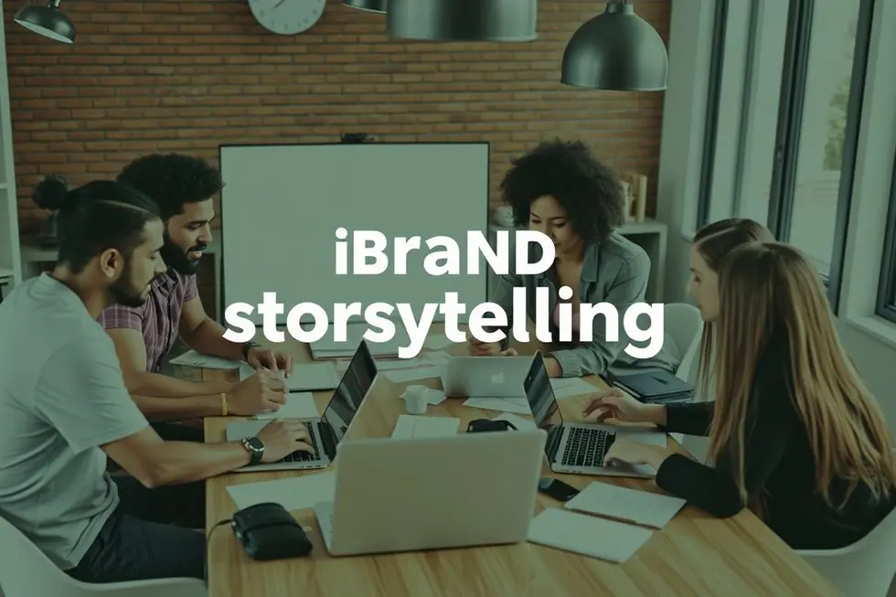 Equipe de marketing colaborando em estratégias de brand storytelling.