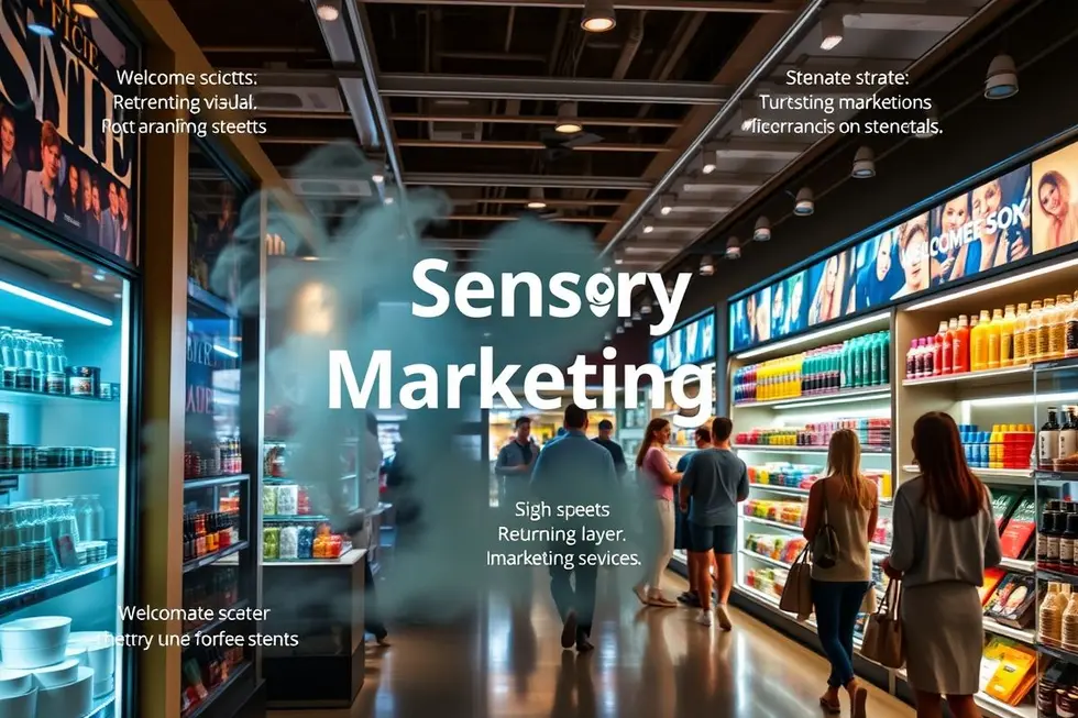 Estratégias de marketing sensorial em uma loja atraente.