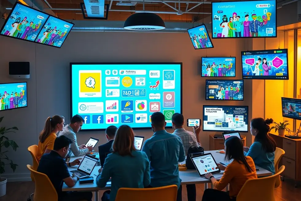 Estratégias visuais de marketing digital em ação.