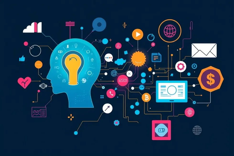 Ilustracão mostrando a relação entre o humanismo e estratégias de marketing.