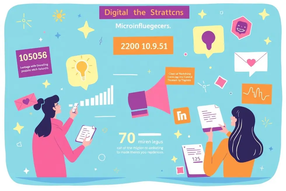 Representação visual das estratégias de marketing digital com microinfluenciadores.
