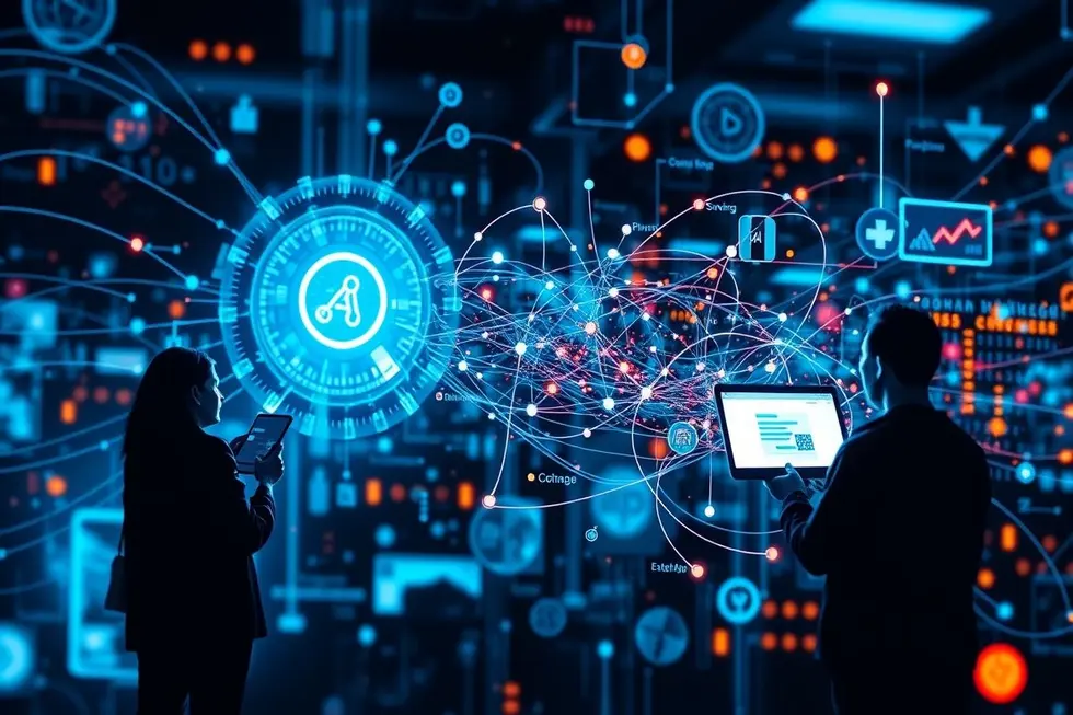 Representação visual da interação entre algoritmos e decisões de consumo.