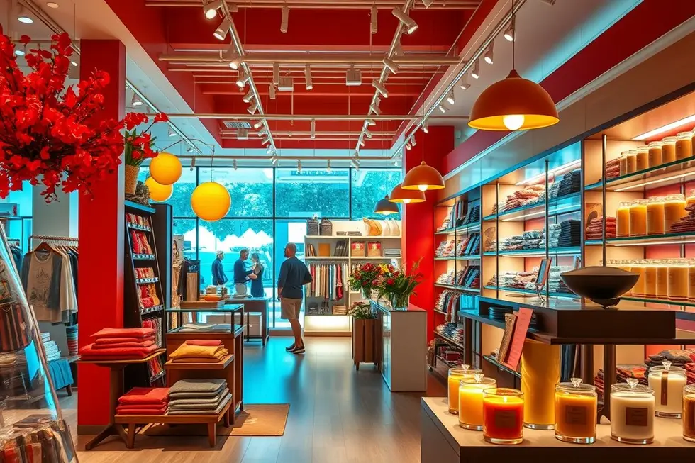 Cenário de marketing sensorial atraindo clientes em uma loja.