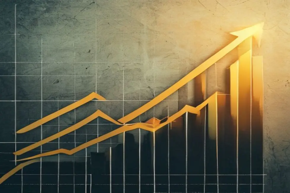 Gráfico mostrando crescimento exponencial de um negócio.